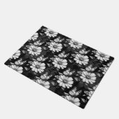 Butterfly On Blume Design - Schwarz Fußmatte (Schrägansicht)