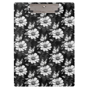 Butterfly On Blume Design - Schwarz Klemmbrett