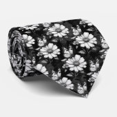 Butterfly On Blume Design - Schwarz Krawatte (Gerollt)