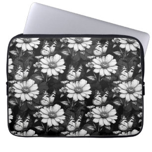 Butterfly On Blume Design - Schwarz Laptopschutzhülle