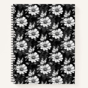 Butterfly On Blume Design - Schwarz Notizblock