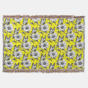 Butterfly On Blume Muster Gelb Design Decke