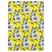 Butterfly On Blume Muster Gelb Design Klemmbrett (Rückseite)