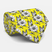 Butterfly On Blume Muster Gelb Design Krawatte (Gerollt)