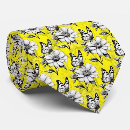 Butterfly On Blume Muster Gelb Design Krawatte