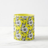 Butterfly On Blume Muster Gelb Design Tasse (Zentrum)