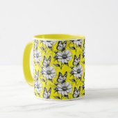 Butterfly On Blume Muster Gelb Design Tasse (Vorderseite Links)
