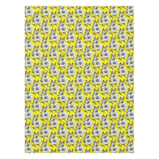 Butterfly On Blume Muster Gelb Design Tischdecke (Vorderseite)