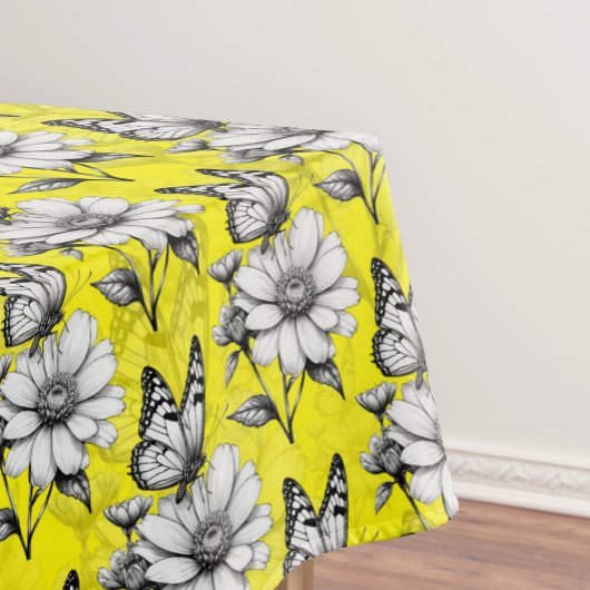 Butterfly On Blume Muster Gelb Design Tischdecke