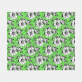 Butterfly On Blume Muster Green Design Fleecedecke (Vorderseite (Horizontal))