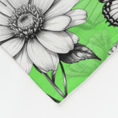 Butterfly On Blume Muster Green Design Fleecedecke (Ecke)