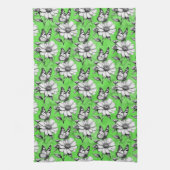 Butterfly On Blume Muster Green Design Geschirrtuch (Vertikal)