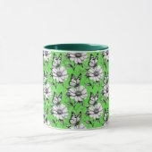 Butterfly On Blume Muster Green Design Tasse (Zentrum)