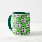 Butterfly On Blume Muster Green Design Tasse (Vorderseite Links)