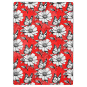 Butterfly On Blume Muster Red Design Klemmbrett (Rückseite)
