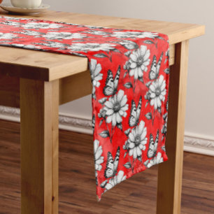 Butterfly On Blume Muster Red Design Kurzer Tischläufer