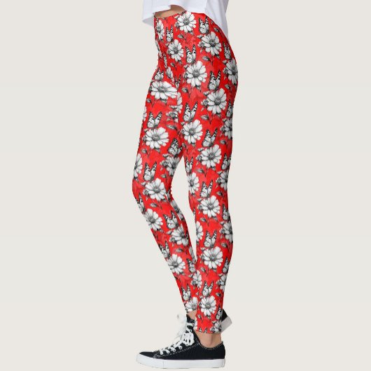Butterfly On Blume Muster Red Design Leggings