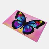 Butterfly on bright background cute fun summer fußmatte (Schrägansicht)