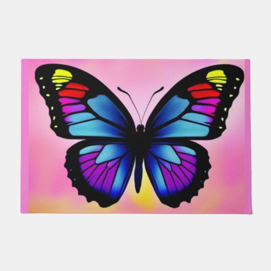 Butterfly on bright background cute fun summer fußmatte (Vorderseite)