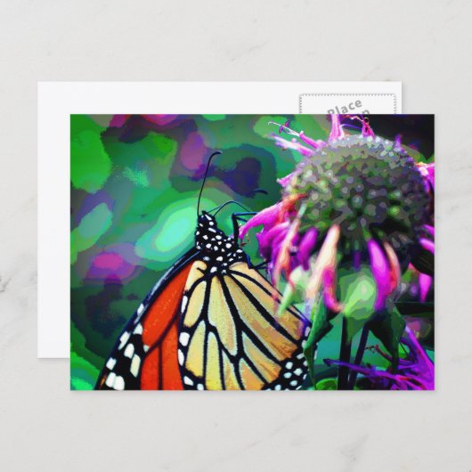 Butterfly On Flower Nature Art Personalized Postkarte (Vorne/Hinten)