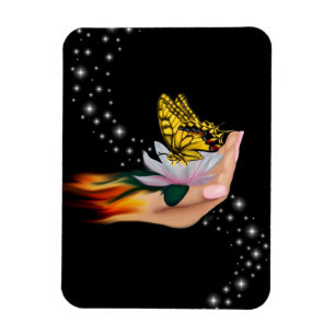 Butterfly on Lotus Bloom Magnet