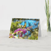 Butterfly on Pink Flowers Get Well Karte (Vorderseite)