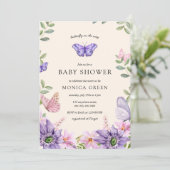 Butterfly on The Way Spring Garden Baby Shower Einladung (Stehend Vorderseite)
