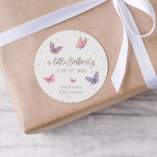 Butterfly on Way Baby Duwer Fevor Tags Runder Aufkleber