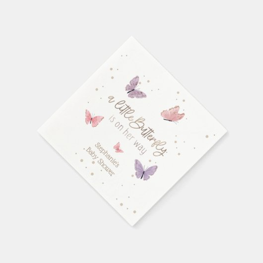 Butterfly on Way Baby Shower Serviette (Ecke)
