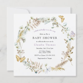 Butterfly on Way Boho Baby Shower Einladung
