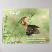 Butterfly on Wildblumen, Scripture Vers on Faith Poster (Vorne)