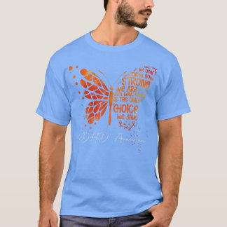 Butterfly Orange Ribbon ADHD Bewusstsein T-Shirt