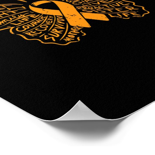 Butterfly Orange Ribbon Cancer Leukämie Bewusstsei Poster (Ecke)