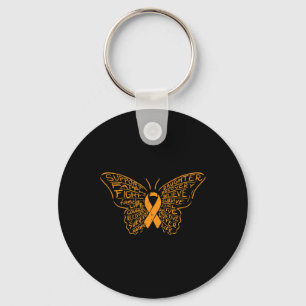 Butterfly Orange Ribbon Cancer Leukämie Bewusstsei Schlüsselanhänger