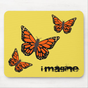 Butterfly Orange Yellow Happy Fly Imaging Wings Mousepad