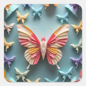 Butterfly Origami Quadratischer Aufkleber (Vorderseite)