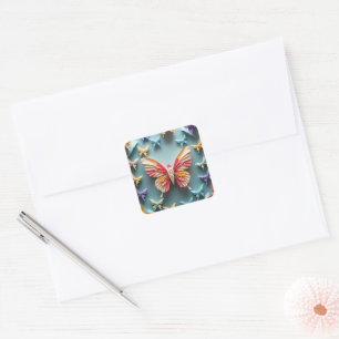 Butterfly Origami Quadratischer Aufkleber