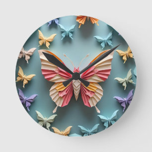 Butterfly Origami Runde Wanduhr