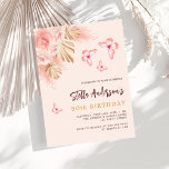 Butterfly Pampas Gras Rosa Rosa Gold Geburtstag Einladungspostkarte<br><div class="desc">Ein pfirsichfarbener Hintergrund. Die Einrichtung besteht aus Rose-Gold und rosa Blumen,  Rose,  Pampas-Gras und Schmetterlingen. Personalisieren Sie Ihren Namen und Ihre Details. Zurück: pfirsichfarbener Hintergrund.</div>