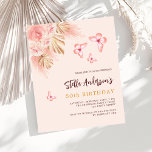 Butterfly Pampas Rose Haushalt Geburtstagseinladun<br><div class="desc">Ein pfirsichfarbener Hintergrund. Die Einrichtung besteht aus Rose-Gold und rosa Blumen,  Rose,  Pampas-Gras und Schmetterlingen. Personalisieren Sie Ihren Namen und Ihre Details. Zurück: pfirsichfarbener Hintergrund und ein Schmetterling. 1 Blatt = 1 Einladung mit Druckkante bis Kante.</div>