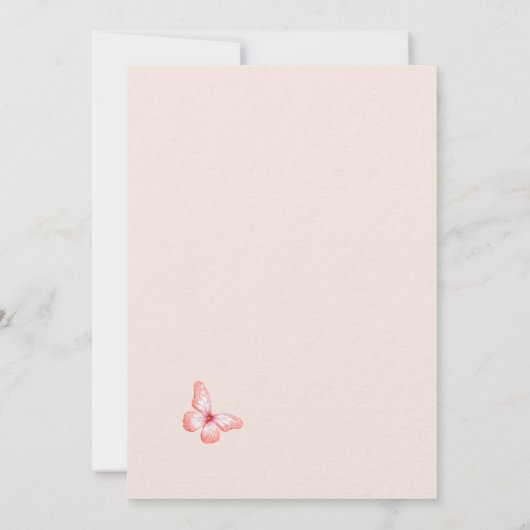 Butterfly Pampas Rose Pfirsichpfirsichluxus Bestät Einladung (Rückseite)