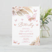 Butterfly Pampass Baby Shower Invitation Einladung (Stehend Vorderseite)