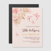 Butterfly Pampelgras rosa Rosa Luxus Geburtstag Magneteinladung (Vorne/Hinten)