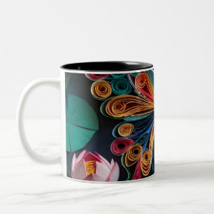 Butterfly Paper Quilling Style mit Lotus-Blume Zweifarbige Tasse