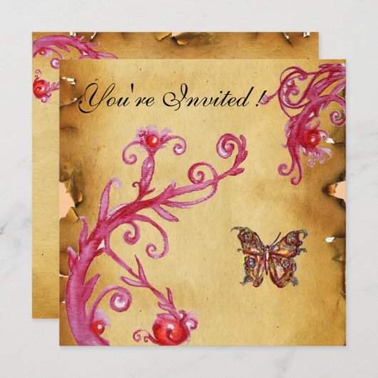 BUTTERFLY PARCHMENT Elegantes Hochzeitssemble Part Einladung (Vorne/Hinten)