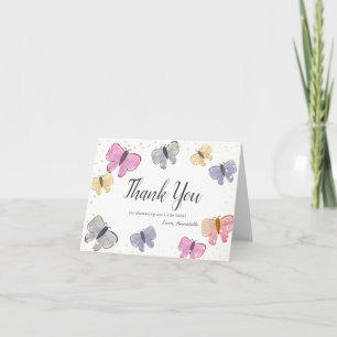 Butterfly Pastel Colour Baby Dusche Dankeskarte