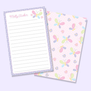 Butterfly Pastel Kids Lined Letter Writer Paper
