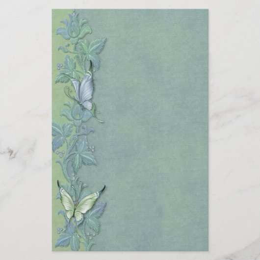 Butterfly Pastell Floral Briefpapier (Vorderseite)