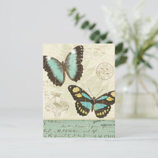 Butterfly Patchwork Postkarte (Stehend Vorderseite)