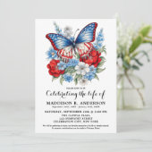 Butterfly Patriotic Beerdigung Feier des Lebens Einladung (Stehend Vorderseite)